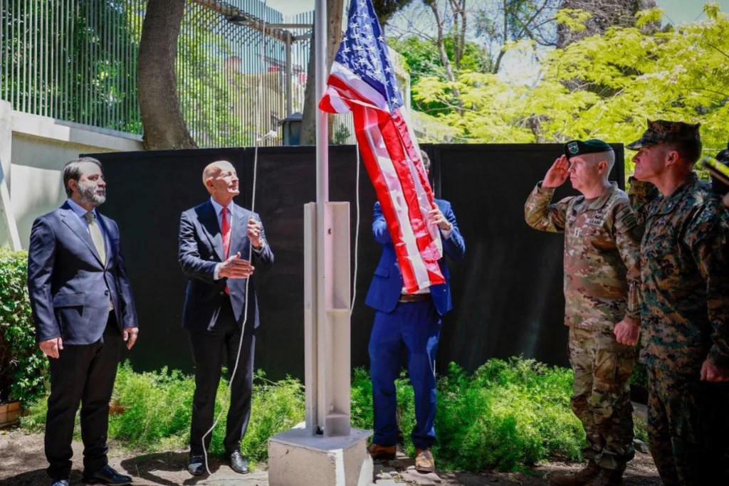 US flag raised in Damascus, Syria, for first time since 2012